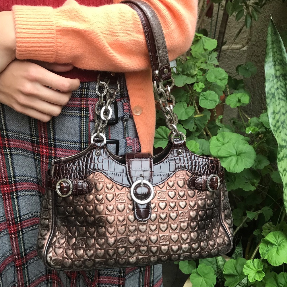 Bronze/brown Brighton leather shoulder bag